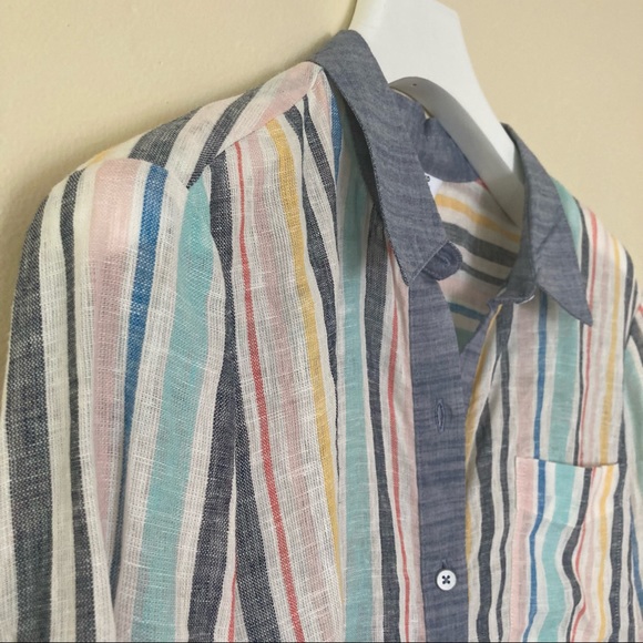 Splendid / Gray Malin striped Linen button down shirt - Picture 4 of 15